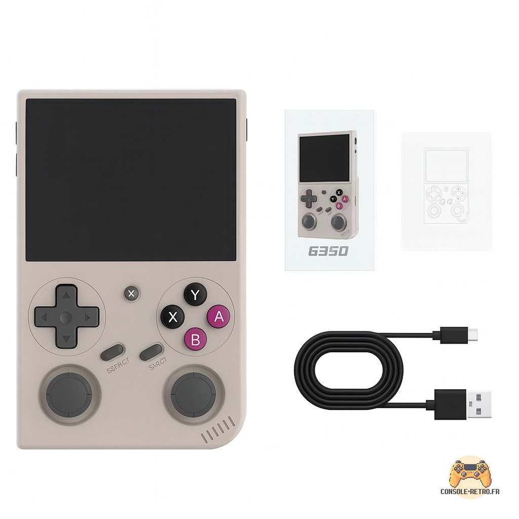 BATLEXP G350 Console de jeu rétro système Linux RK3326 portable 64G