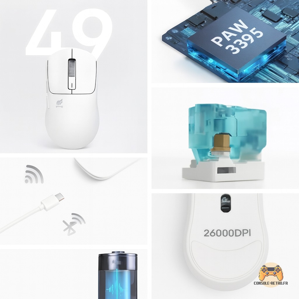 Souris de jeu tri-mode ATTACK SHARK X3, capteur PixArt PAW3395, 26K