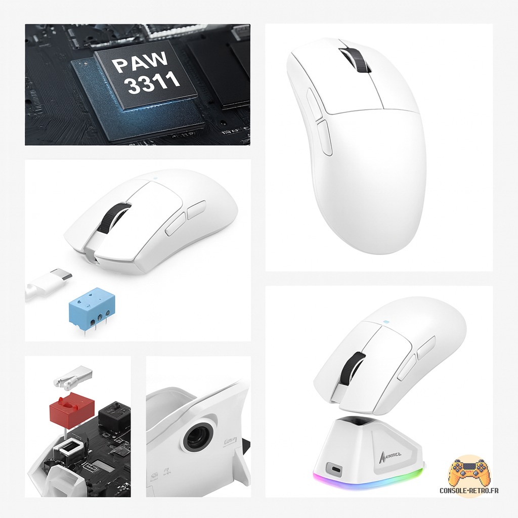 Souris de jeu tri-mode Attack Shark X11 avec station de charge